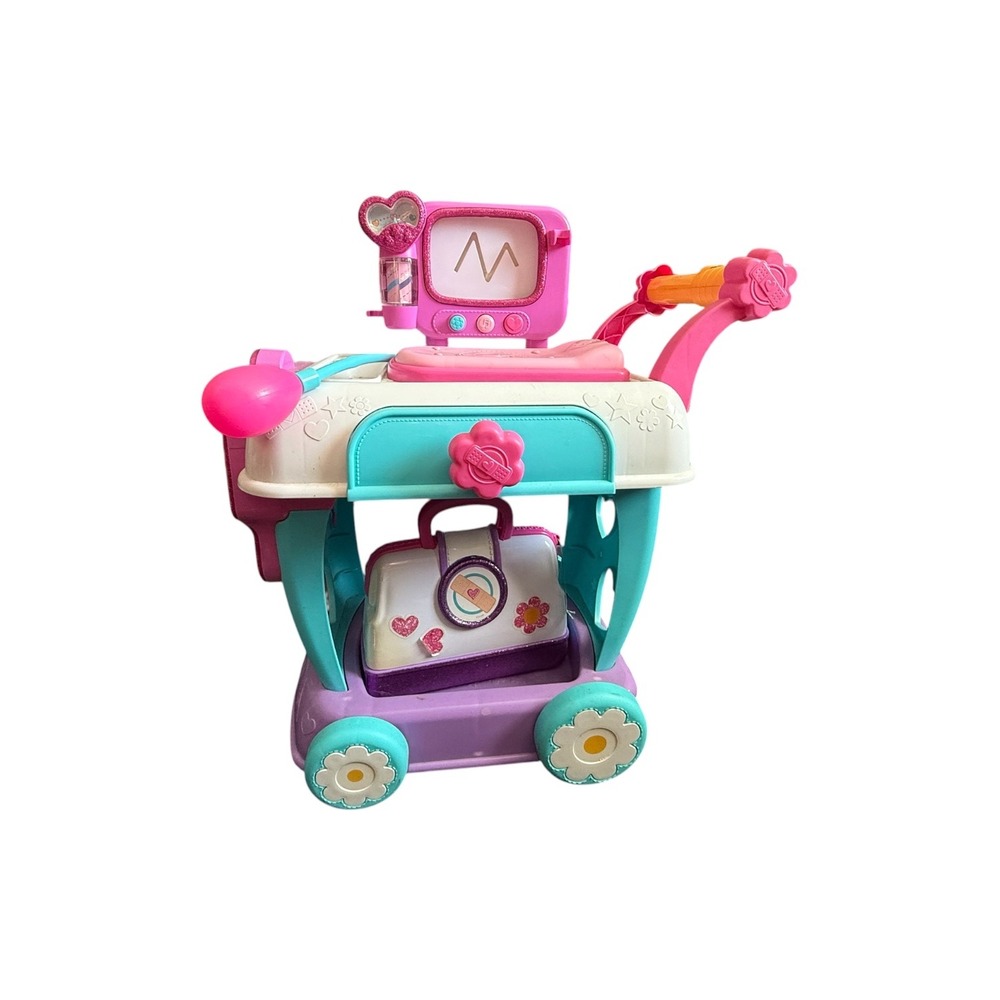 Disney Doc McStuffins Get Better Checkup Center Medical Toy Cart Pink Teal